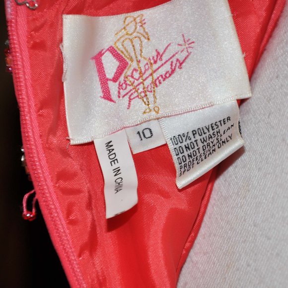 Precious Formals Coral Sequin Beaded Sexy Backless Formal Evening Gown Silk - Picture 6 of 9